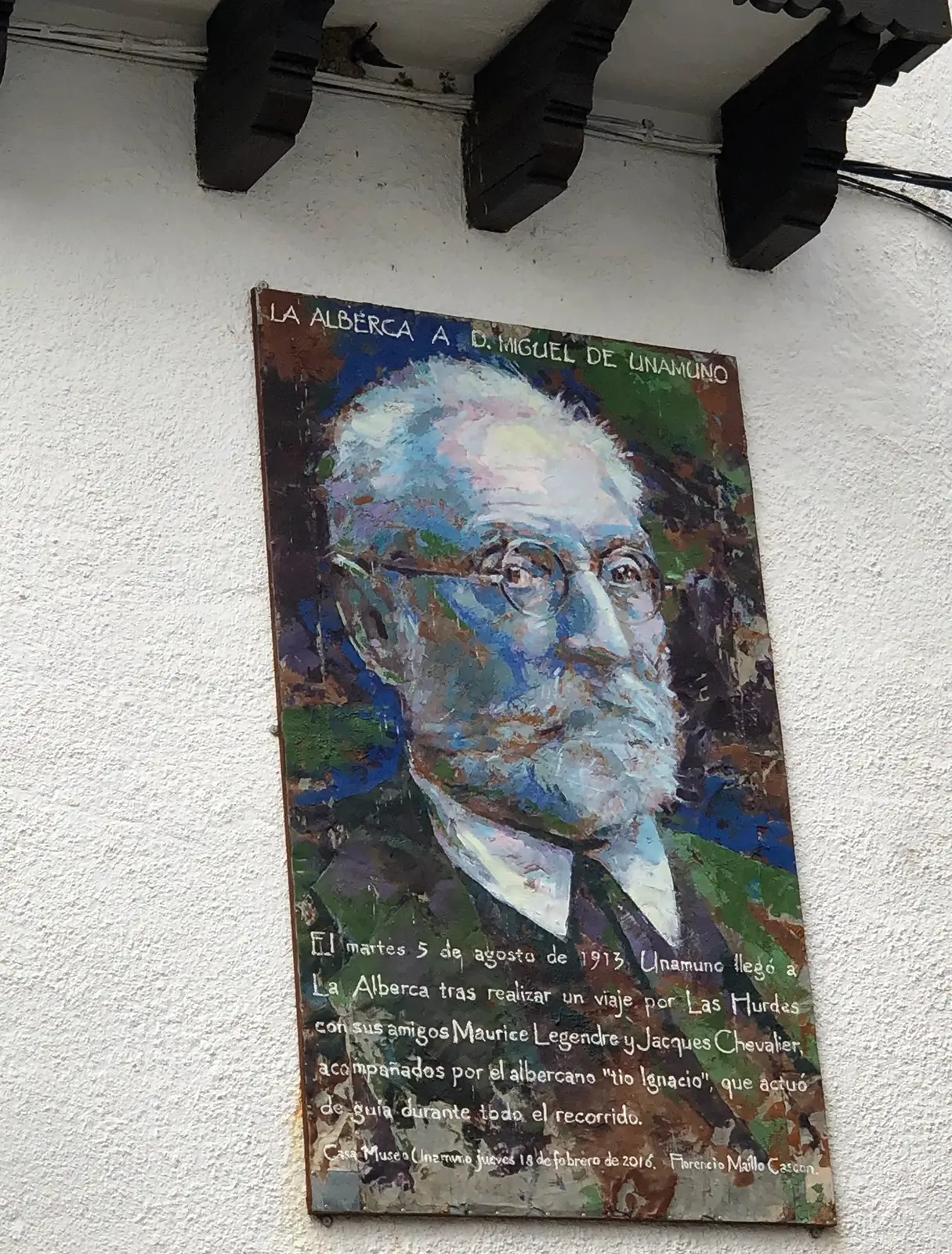 Retrato mural que conmemora la visita de Miguel de Unamuno a La Alberca